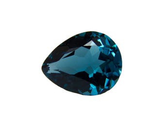 2.14ct Topaz London Blue Nanosital #46 Excellent Square Hand Cut Pear Shape 10x7 mm