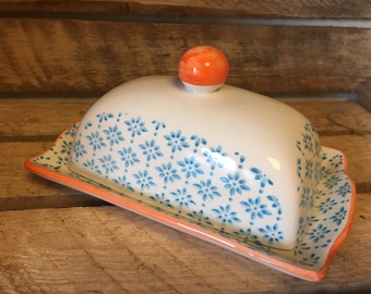 Butter Dish - Blue and Orange
