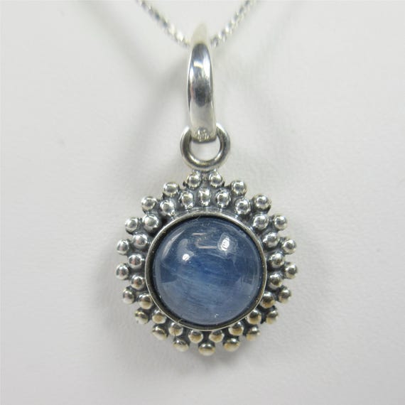 Kyanite 8mm Cabochon Sterling Silver Necklace Pendant