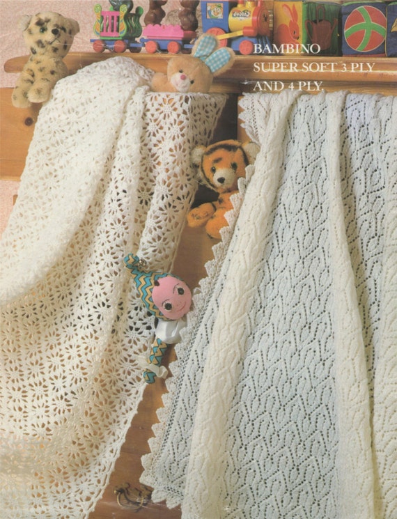 Baby Shawl Crochet and Knitting Pattern : Blanket . Pram Cover