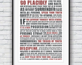 Desiderata, Max Ehrmann, Inspirational poem, Wall decor, Inspirational poster, Poetry print, Housewarming gift