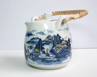 Vintage Japanese Oriental Porcelain Teapot Hand Painted
