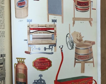 1913 OVB Hibbard Spencer Bartlett Hardware Catalog 8x9.5x3.5 with Color Chromo Lithographs Antique Tools Household Shipping is not free