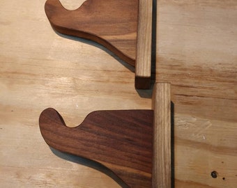 Walnut curtain rod brackets