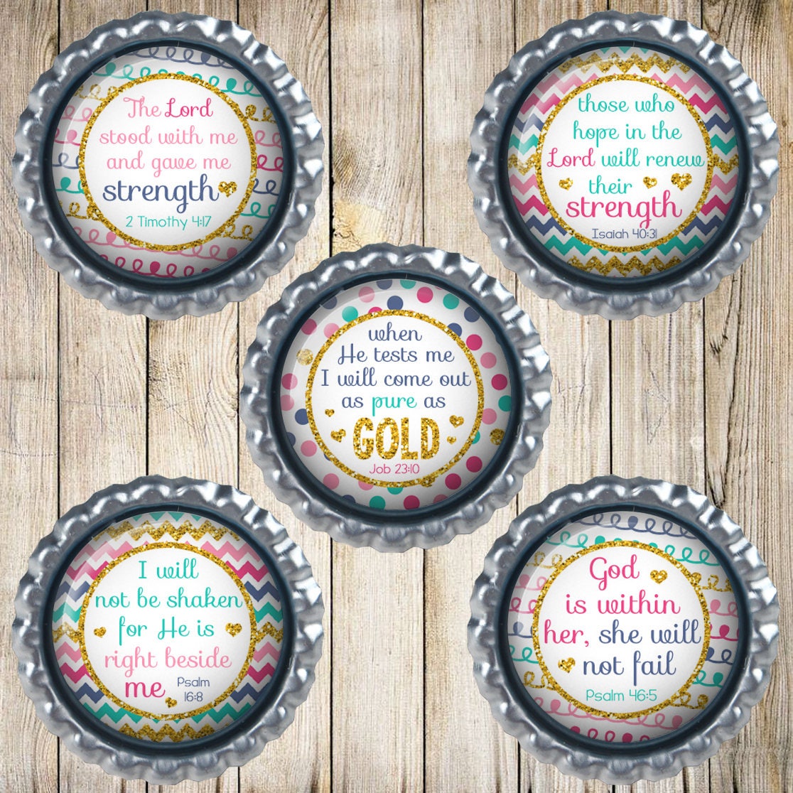 Bible verse magnets Bottle cap magnets Set of 5 Rainbow