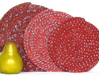Set of Three Trivets, Hot Pads, Casserole Mats, Mug Rugs, Plant Rugs, Pot Hot Pads, Coiled Hot Pads, Fabric Trivets, Kitchen Trivets