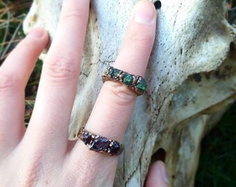 Handmade copper / raw gem / witch ring / post apocalyptic / crust punk / witchy / witchcraft / punk gift / occult / goth / ring / jewelry