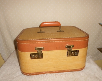 Cosmetic case Brown Train case Tweed