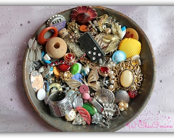 Mixed Junk Lot! Destash Jewelry, Bits and Pieces, Upcycled, Repurposed, Shabby, Boho