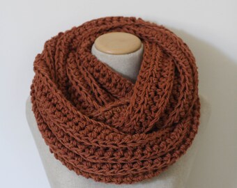 Knitted infinity scarf, super chunky infinity scarf, loop scarf, vegan clothing, circle scarf, blanket scarf, burgundy, choose your color