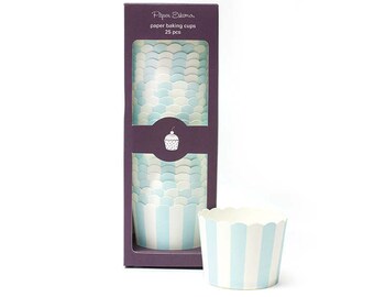 Baking Cups | Powder Blue Stripe Baking Cups | Premium Quality Baking Cups | Snack Cups | Candy Cups | Party Supplies | The Party Darling