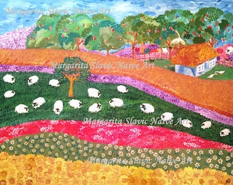 Slavic Naive Art "My Summer Country House"