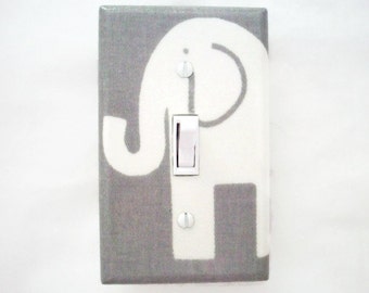 Elephant Light Switch Cover - Nursery Switch Plate - Grey White Nursery - Elephant Nursery Decor - Boys Nursery - Girls Elephant Nursery
