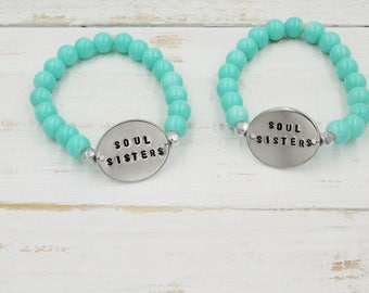 Set of Two Soul Sisters Bracelets, Soul Sister Bracelet, Personalized Bracelet