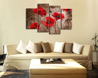 Red Blooming Gesang Flowers Oil Painting Canvas Print