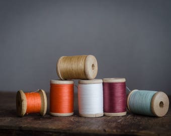 Rainbow thread vintage, Soviet sewing thread set, wooden spools set, sewing room decor vintage, wooden spools crafts, thread collection
