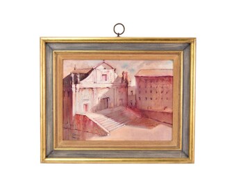 Architectural Oil Painting Piazza Della Consolazione Rome by Domingo