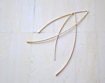 Simple Gold Filled Ear Threader Minimalist Earrings Simple Gold Earrings Long Gold Earrings Gold Open Hoops Thin Gold Earrings