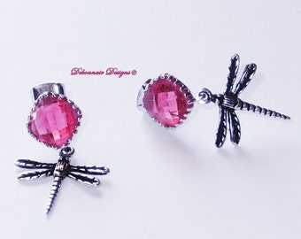 July Birthstone Earrings, Ruby Dragonfly Earrings, dragonfly jewelry, July Birthday Gift, vintage inspired, dragonfly gift, insect jewelry