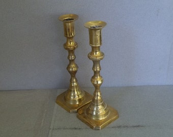 Vintage Brass Candleholders (2) - Brass Candlesticks (2) - Midcentury Brass Candleholders