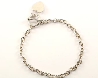 Vintage Rolo Chain Toggle Bracelet Sterling Silver BR 2430