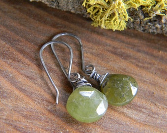 simple and rustic vessonite earrings - oxidized sterling silver