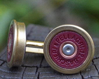 Wedding cuff links Shotgun cuff links Baschieri & Pellagri Gold/Red cuff links bullet jewelry 12 gauge cuff links