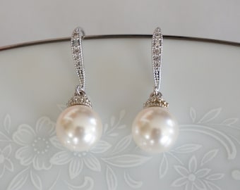 Pearl Bridal Earrings Wedding Jewelry for Brides Pearl Bridesmaid Earrings Pearl Bridal Jewelry Wedding Jewelry