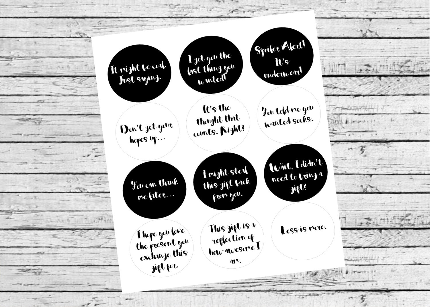 Funny Christmas Labels Sarcastic Gift Tags Set of Printable