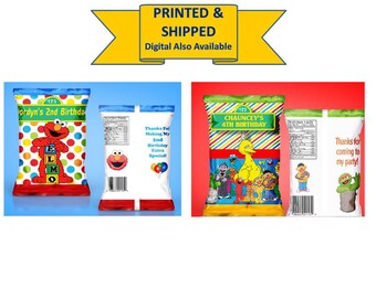 Sesame Street Party - Elmo Party - PRINTED & SHIPPED - Capri Sun Labels - Rice Krispies - Candy Favors - Chip Bag - Juice Labels - Custom