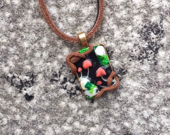Pink Mushroom Pendant Necklace