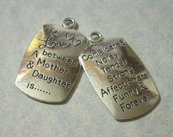 Love Between Mother and Daughter Pendant 32mm Engraved Love Pendant
