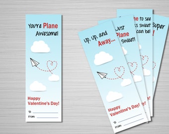 Airplane Valentine's Printable Download Set of 5