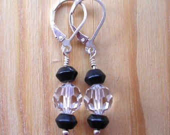 Tuxedo Earrings - Blackstone and Swarovski Crystal