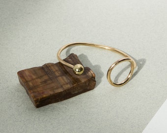 Asymmetrical Brass Handmade Ball and Circle Cuff
