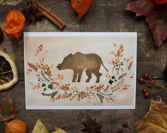 Wild Boar Totem - postcard