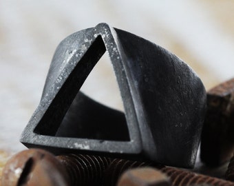 Triangle Ring Black Ring Triangle Rings Geometric Ring Triangle Black Rings Black Triangle Ring Mens Ring Mens Black Ring Rustic Ring