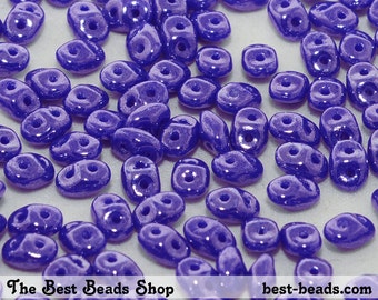 25g (300pcs) Lustered Blue Super Duo Czech Glass Seed Beads 5x2.5mm