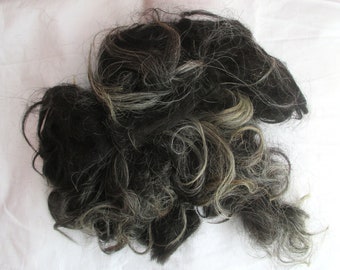 Gently washed rya wool, 200 g, black with some gray, spin, felt, Made in Sweden, heritage wool breed, pure washed wool, black gray wool