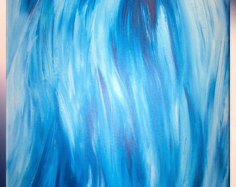 Original Art / Blue and White Painting / Abstract Blue / Ocean Wind Painting / Fine Art by LaffertyArt / Artwork On Sale / Gift For Dad