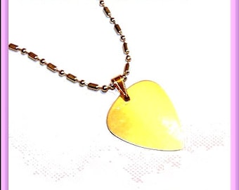 Gold Plated Steel Guitar Pick Necklace With Matching Gold Ball Chain