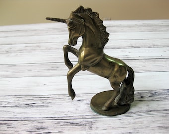 Vintage Brass Unicorn, Brass Unicorn Figurine, 1970