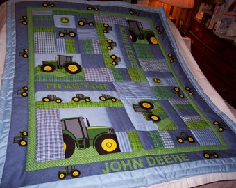 Handmade Baby John Deere Tractors Cotton Baby/Toddler Quilt-NEW 2018