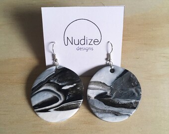 Handmade statement dangle earrings // gifts for her // “Monochrome addiction"