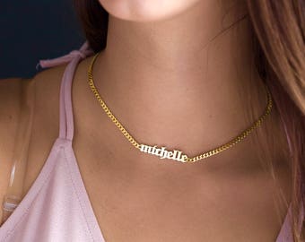 Name Choker Necklace- Valentine's gift -Gold Name choker-Personalized name Choker Necklace- silverchoker necklace- Valentine's days gifts