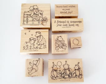 Stampin Up Beary Best, Teddy Bear Stamps, Stampin' Up Retired Stamps, Birthday Bear Stamps, Set of Stamps, Bears Stamp, Friendship Stamps