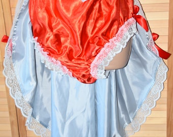 Rear skirted bustle big silky satin panties for sissy girly boy dressing up fun , Sissy Lingerie JS517X
