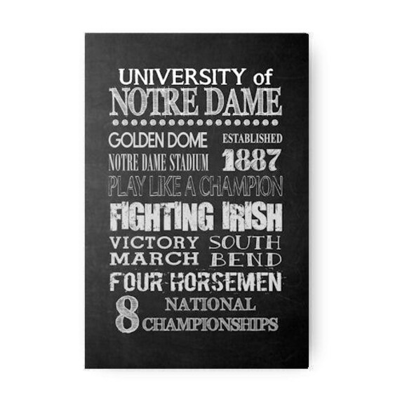 University of Notre Dame Chalkboard Poster Digital Download