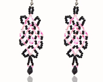 Native Earrings Black and Pink
