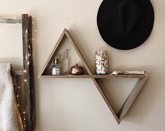 Double Triangle Shelf, Pallet Wood Shelf, Geometric Shelf, Pallet Wood Art, Reclaimed Wood Shelf, Pallet Art